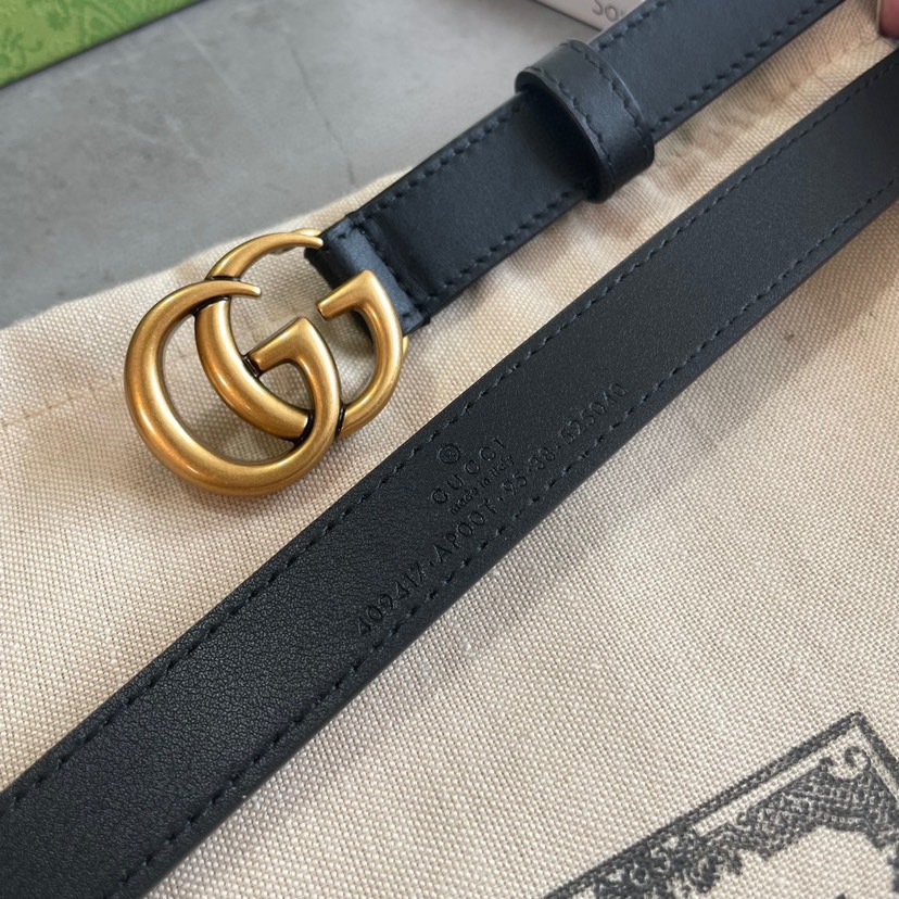 [TOP] GUCCI Classic Antique Copper Belt - 2CM - Black