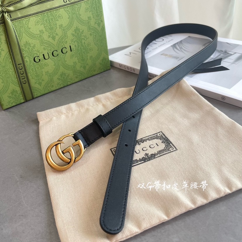 [TOP] GUCCI Classic Antique Copper Belt - 2CM - Black