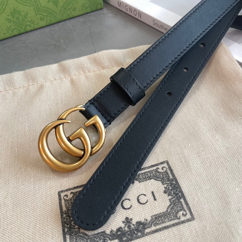 [TOP] GUCCI Classic Antique Copper Belt - 2CM - Black