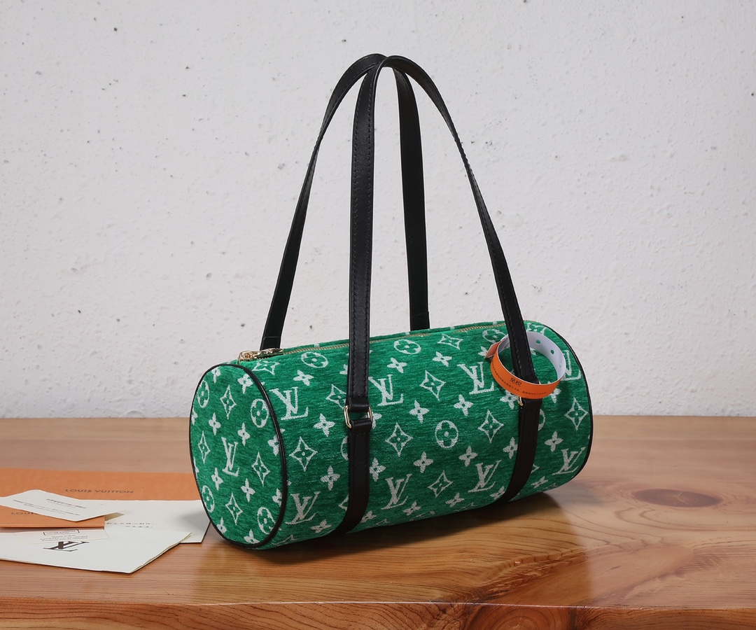 [TOP]  Louis Vuitton LV L*V Nicolas Ghesquière  Papillon Handbag 31 x 15 x 15 cm-Green