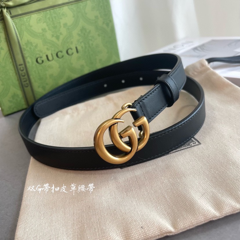 [TOP] GUCCI Classic Antique Copper Belt - 2CM - Black
