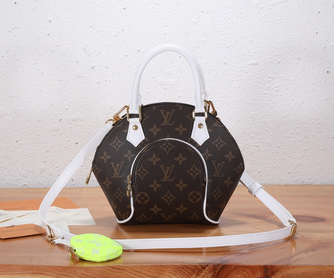 [TOP] Louis Vuitton LV  Nicolas Ghesquière Ellipse BB Handbag Monogram Canvas Curved Handbag 22.5 x 19.5 x 10 cm