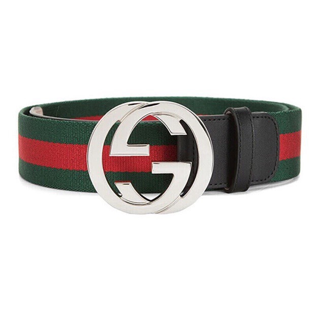 [TOP] GUCCI Red And Green Striped Woven Belt - Stripe
