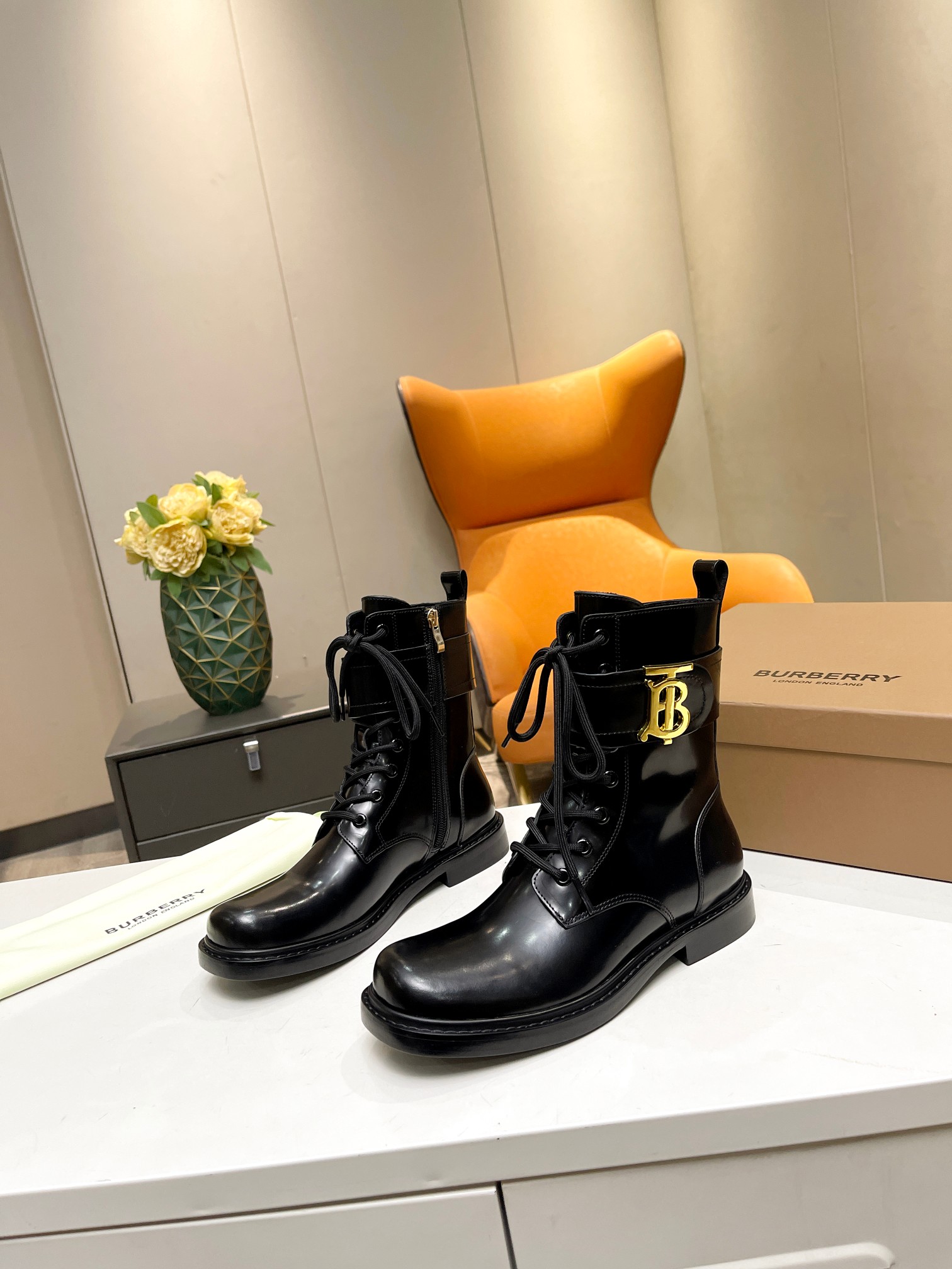 [TOP] BURBERRY New Martin Boots - 4cm - 3 Black