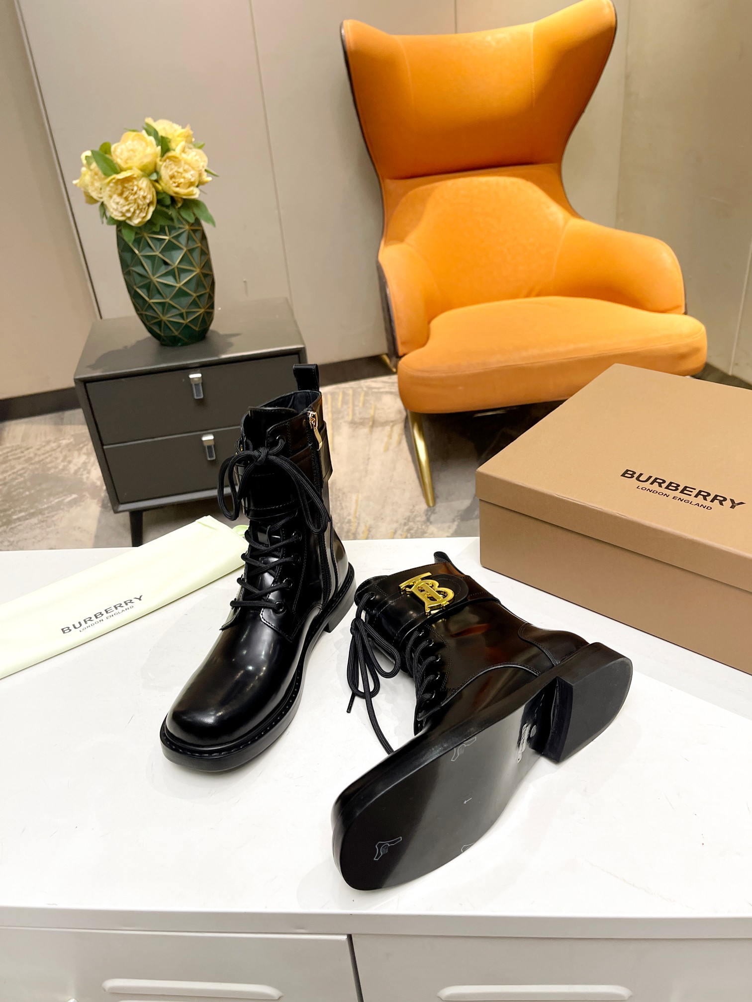 [TOP] BURBERRY New Martin Boots - 4cm - 3 Black