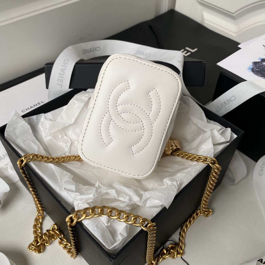 [TOP] CHANEL Small Camellia sheepskin Small Cosmetic Case Bag 8.5*11*7cm - GHW