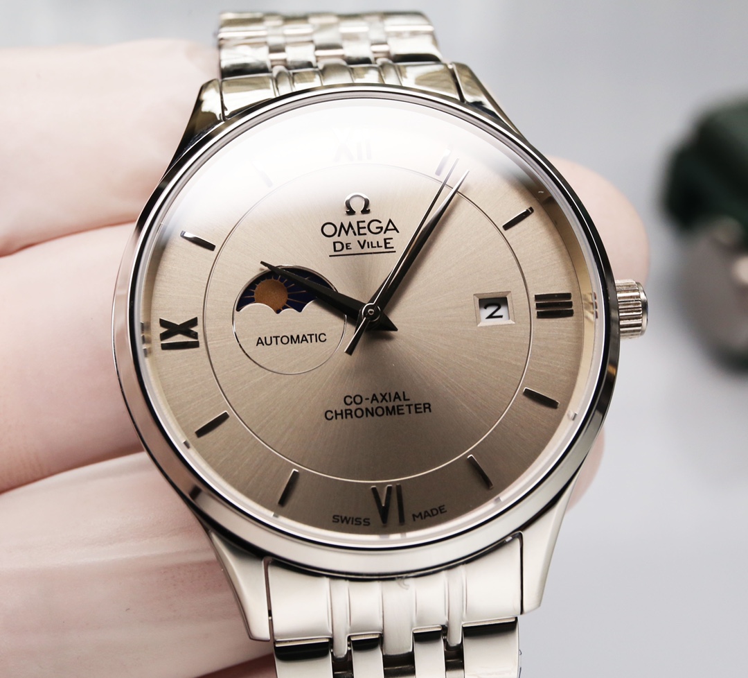 [TOP] OMEGA Sun Moon Star Series White Steel Watch- OMEGA