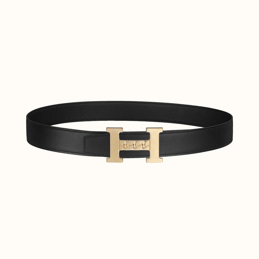 [TOP] HERMES Litchi Textured Double-Sided Belt - 3.8CM - 2 Colors