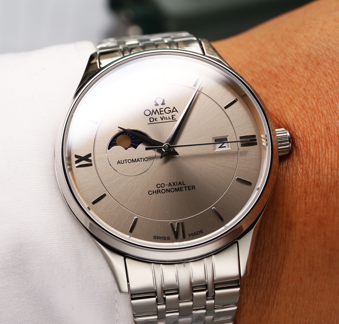 [TOP] OMEGA Sun Moon Star Series White Steel Watch- OMEGA