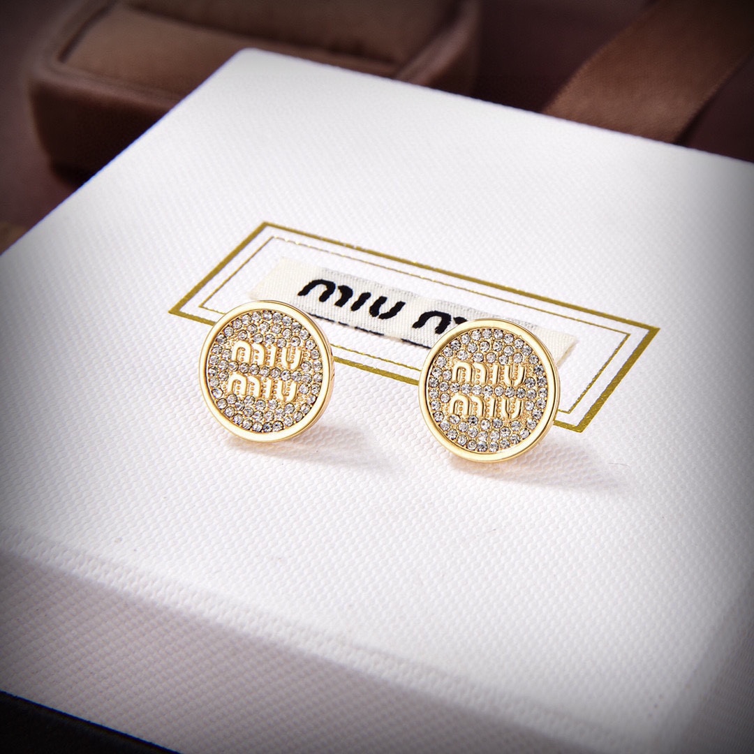 [TOP] Miu Miu Letter Earrings - Gold