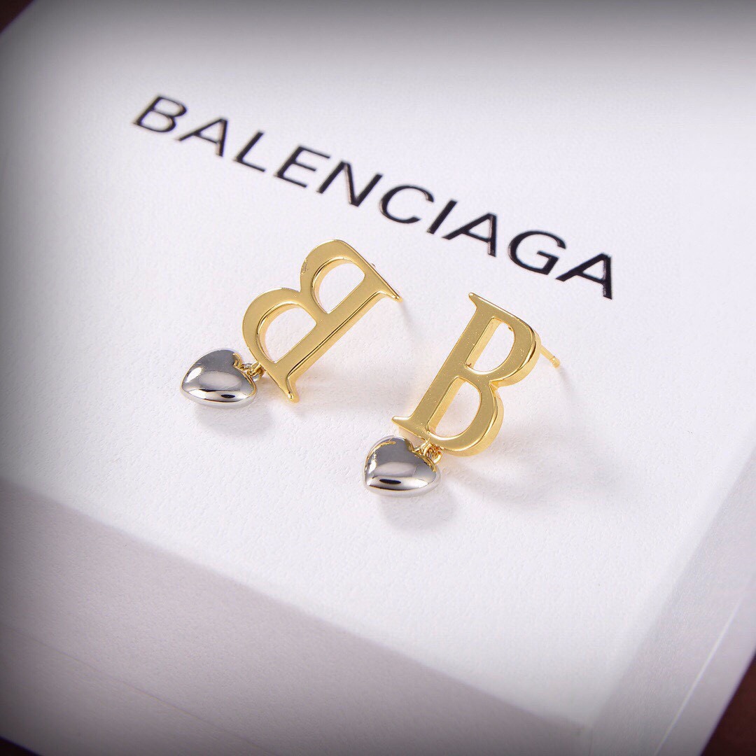 [TOP] BALENCIAGA BB Heart-shaped Earrings - Gold