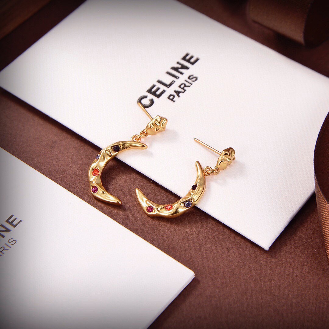 [TOP] CELINE Crescent Earrings - Gold
