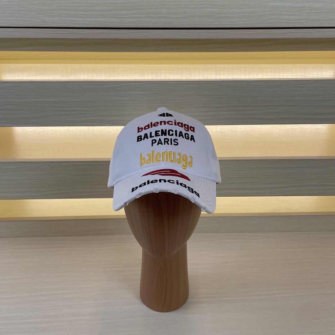 [TOP] BALENCIAGA New Embroidered Logo Baseball Cap - 2 Colors