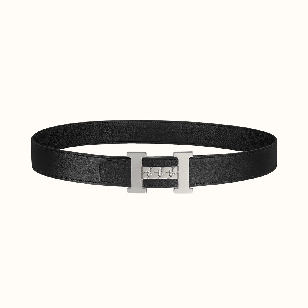 [TOP] HERMES Litchi Textured Double-Sided Belt - 3.8CM - 2 Colors