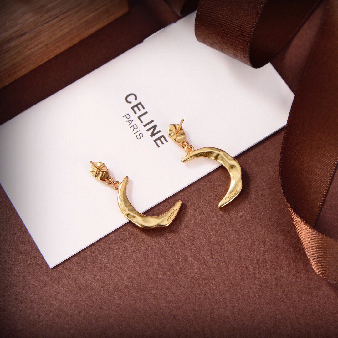 [TOP] CELINE Crescent Earrings - Gold