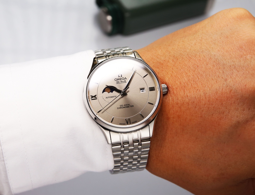 [TOP] OMEGA Sun Moon Star Series White Steel Watch- OMEGA