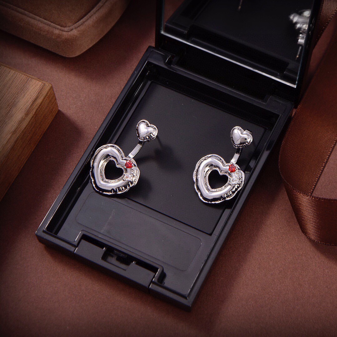 [TOP] Bottega Veneta BV Openwork Heart-shaped Earrings - Silver