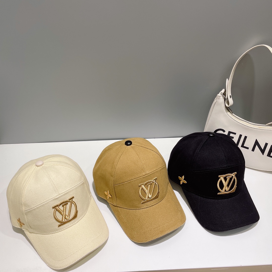 [TOP] Louis Vuitton LV Embroidered Baseball Cap - 3 Colors