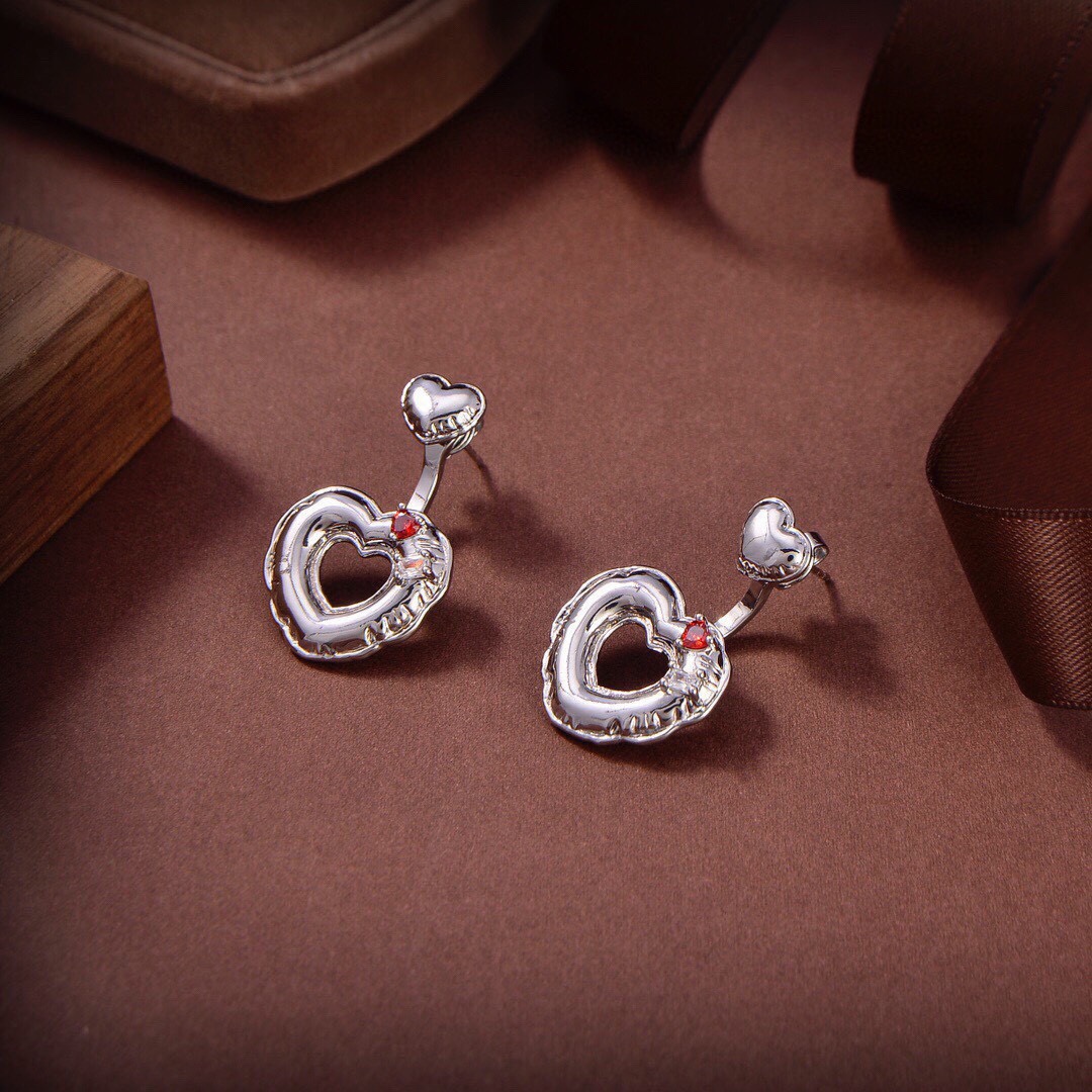 [TOP] Bottega Veneta BV Openwork Heart-shaped Earrings - Silver