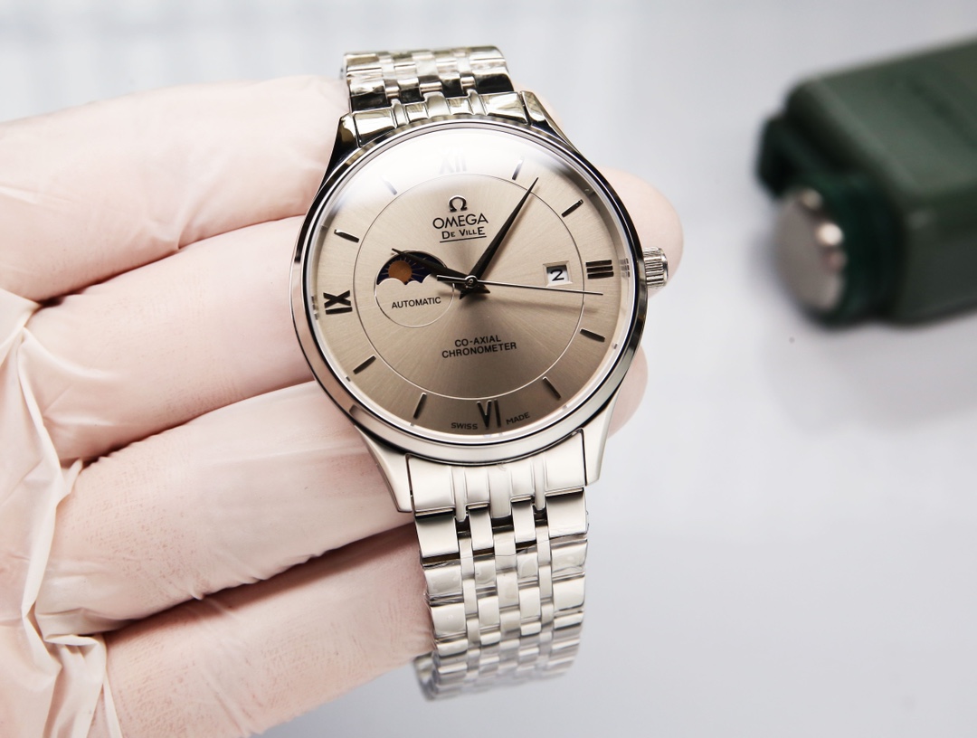 [TOP] OMEGA Sun Moon Star Series White Steel Watch- OMEGA