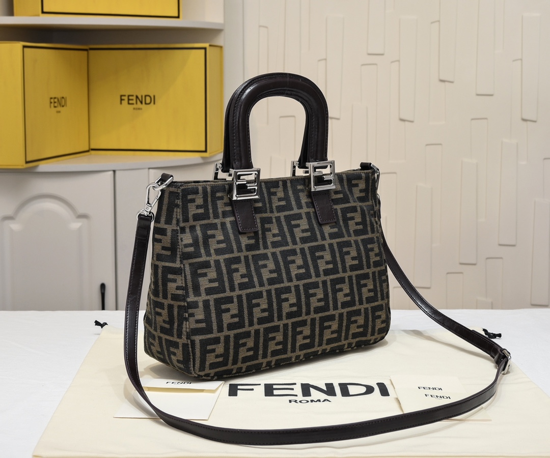 [TOP] FENDI F Family Jacquard Handbag
