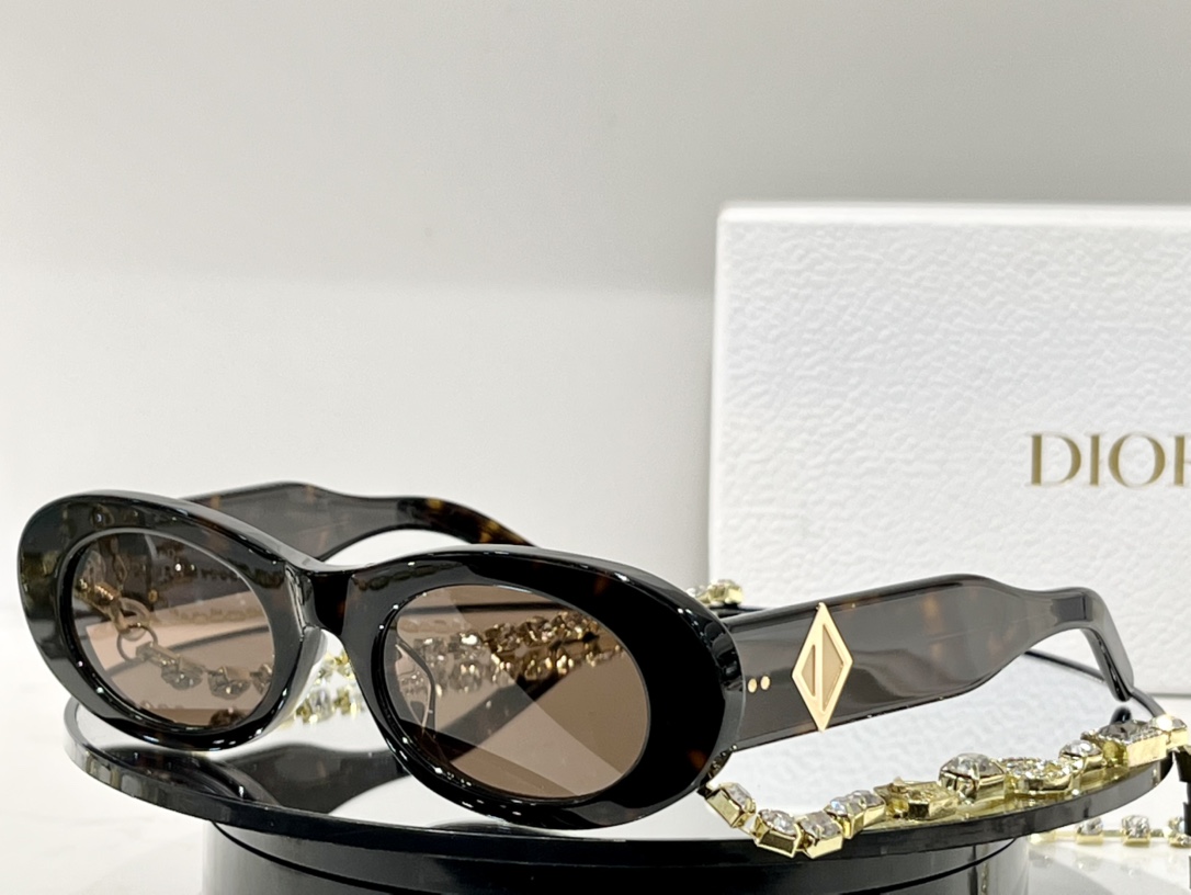 [TOP] Christian Dior Catwalk Style Diamond Glasses Chain Sunglasses