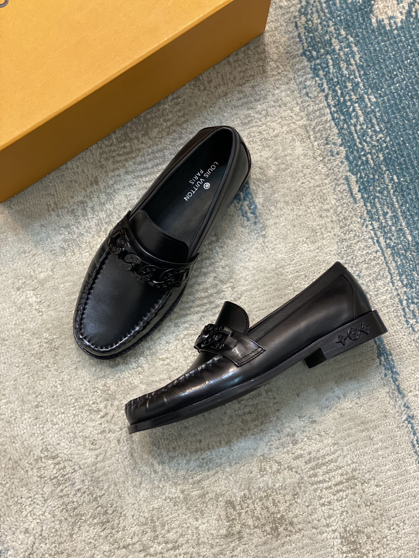 [TOP]Louis Vuitton LV Cowhide And Handmade Lefu Shoes - Black