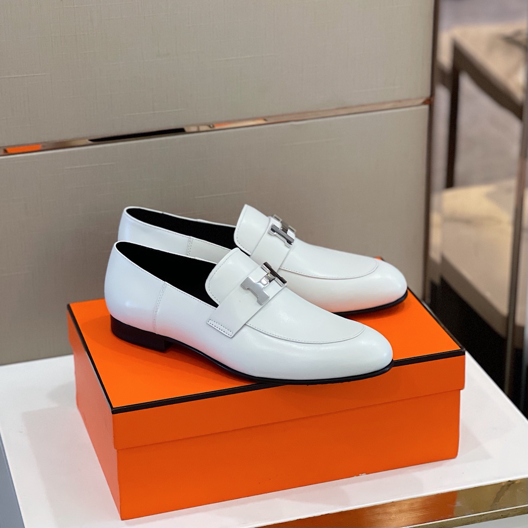 [TOP] HERMES Men's Casual Lefu Shoes - White