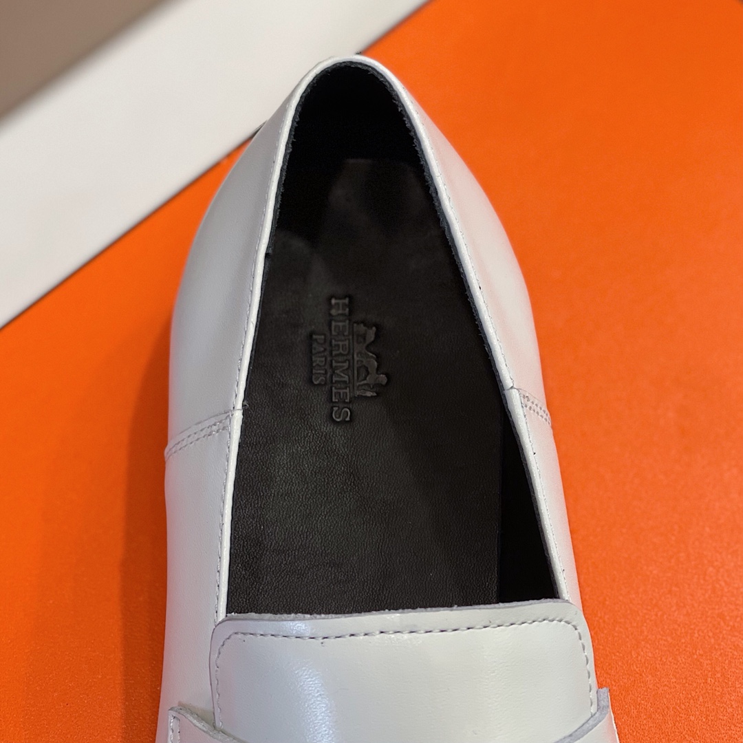 [TOP] HERMES Men's Casual Lefu Shoes - White