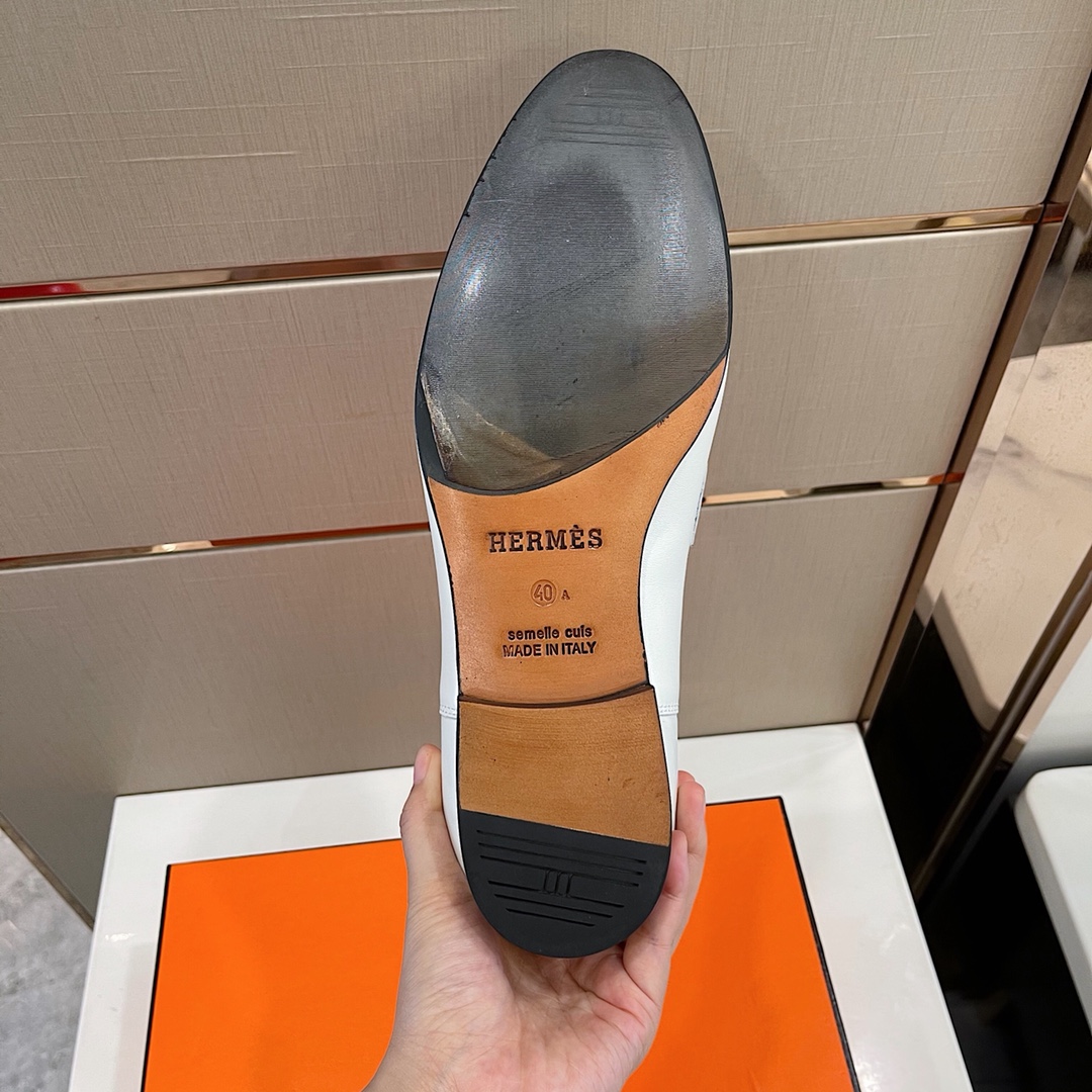 [TOP] HERMES Men's Casual Lefu Shoes - White