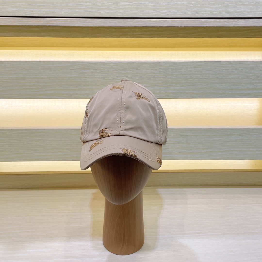 [TOP] BURBERRY Lightweight Breathable Embroidered Baseball Cap - Pink