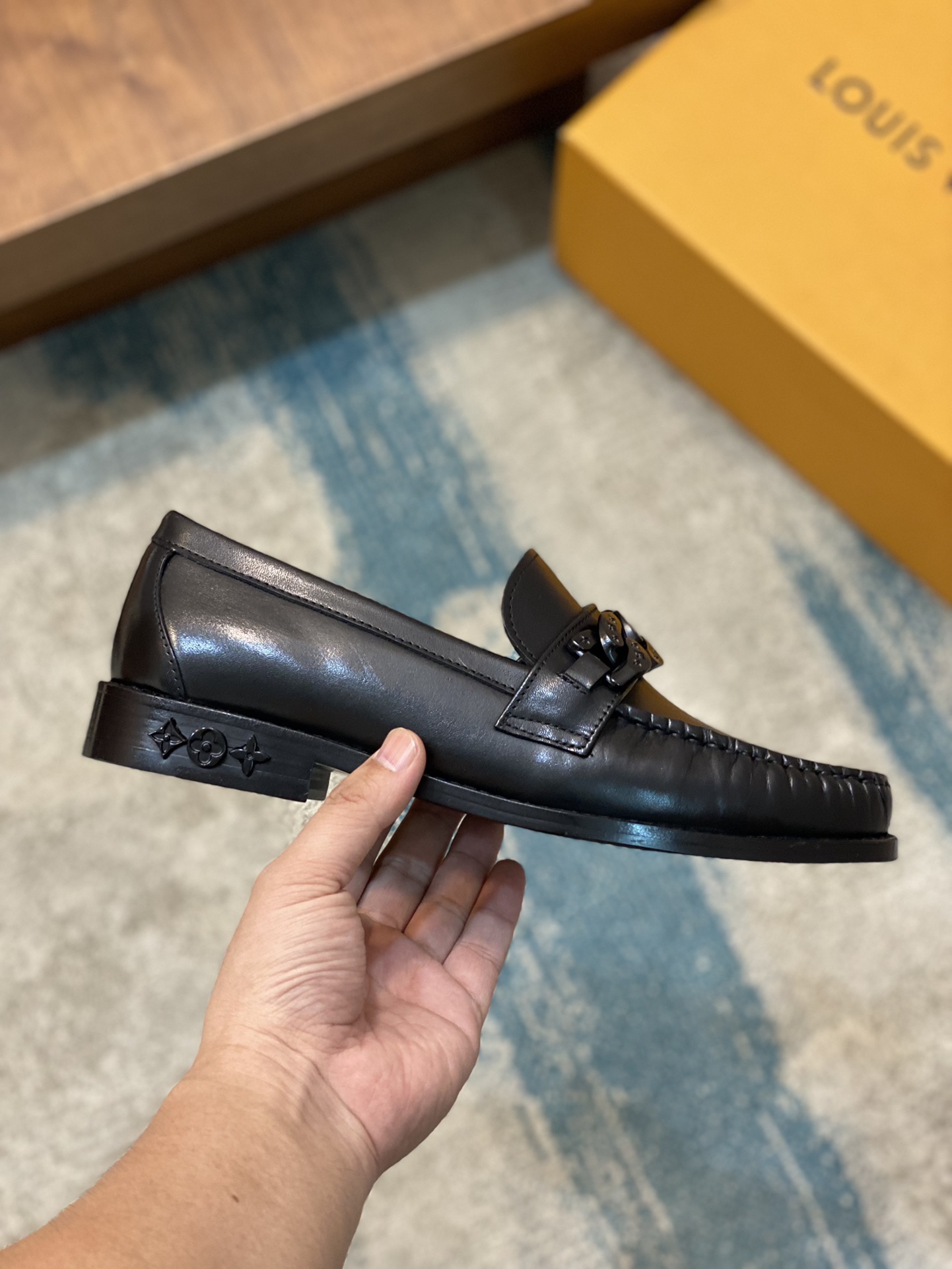 [TOP]Louis Vuitton LV Cowhide And Handmade Lefu Shoes - Black