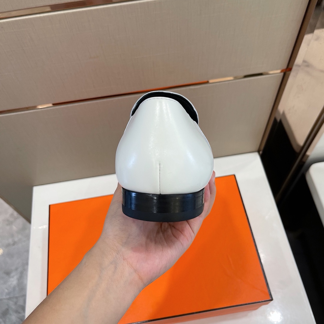 [TOP] HERMES Men's Casual Lefu Shoes - White