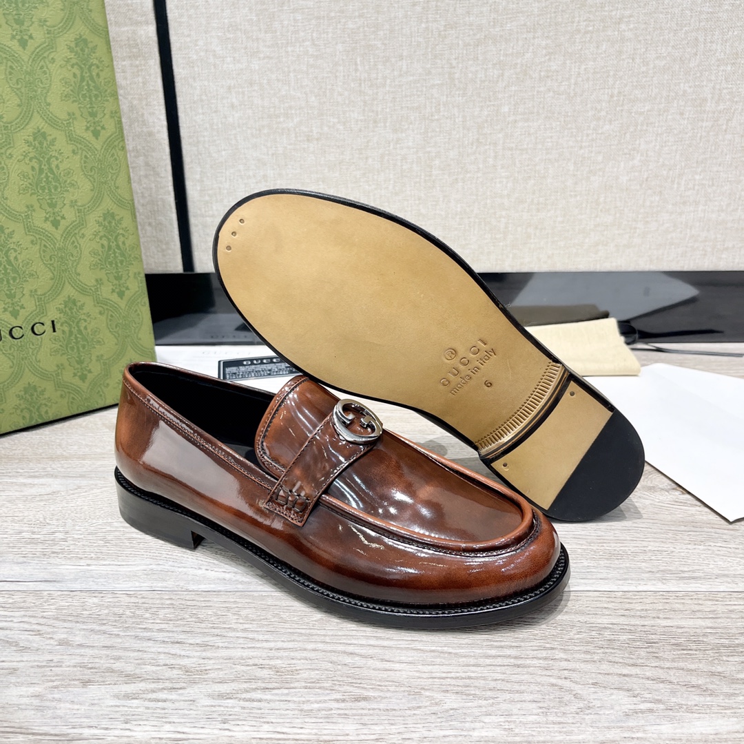 [TOP] GUCCI Men's Cowhide Loafers