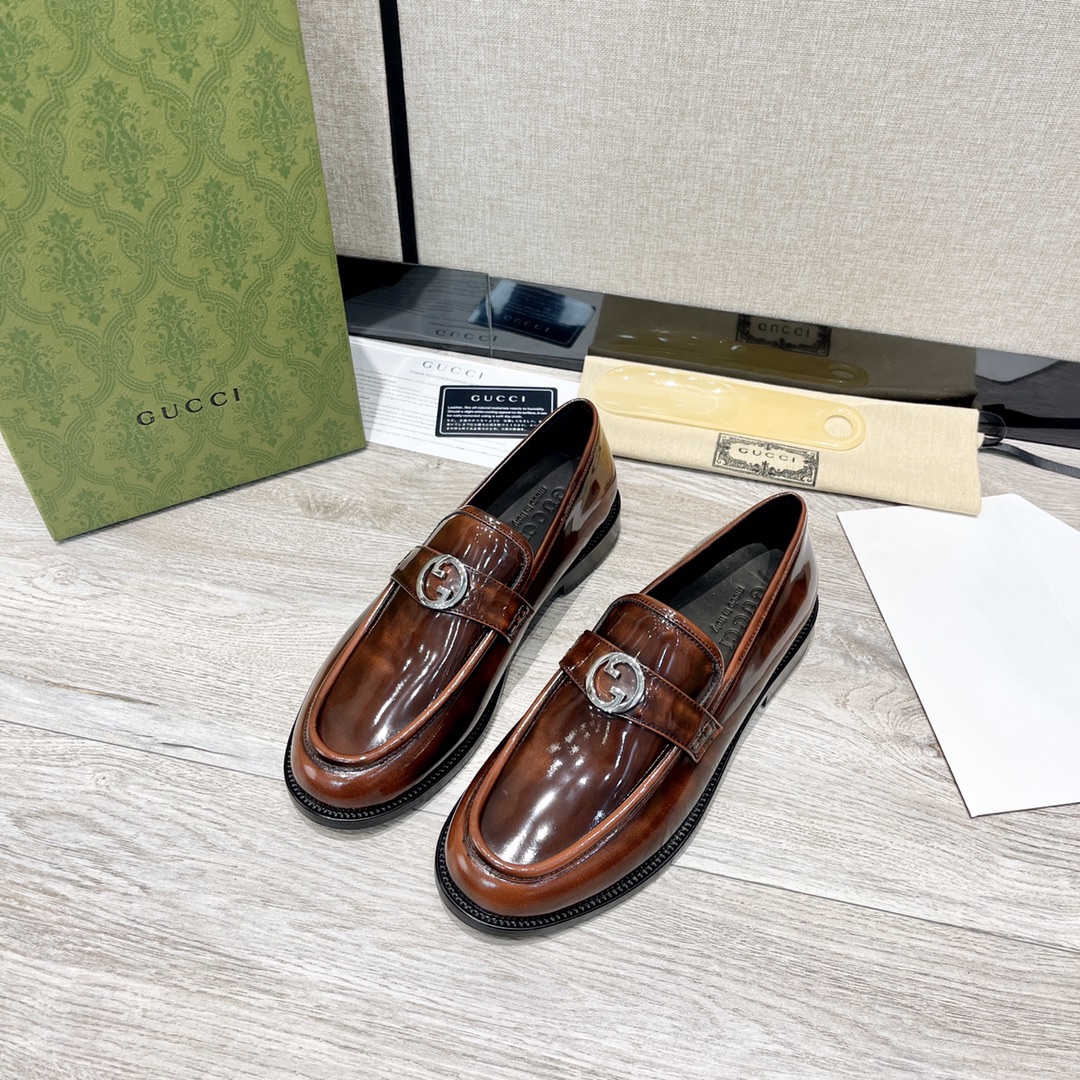 [TOP] GUCCI Men's Cowhide Loafers
