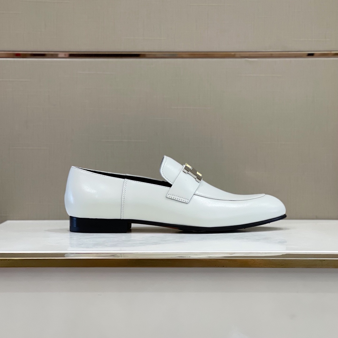 [TOP] HERMES Men's Casual Lefu Shoes - White