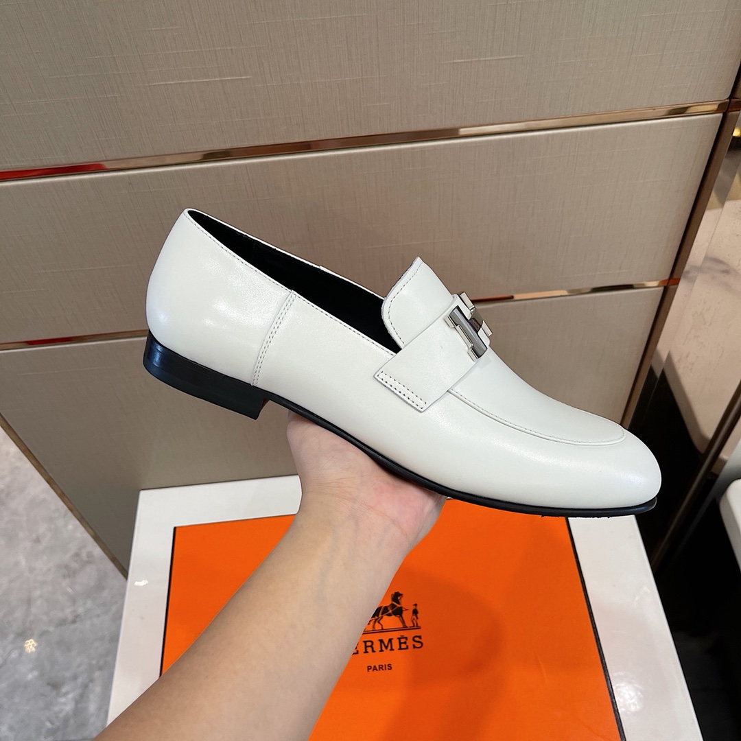 [TOP] HERMES Men's Casual Lefu Shoes - White