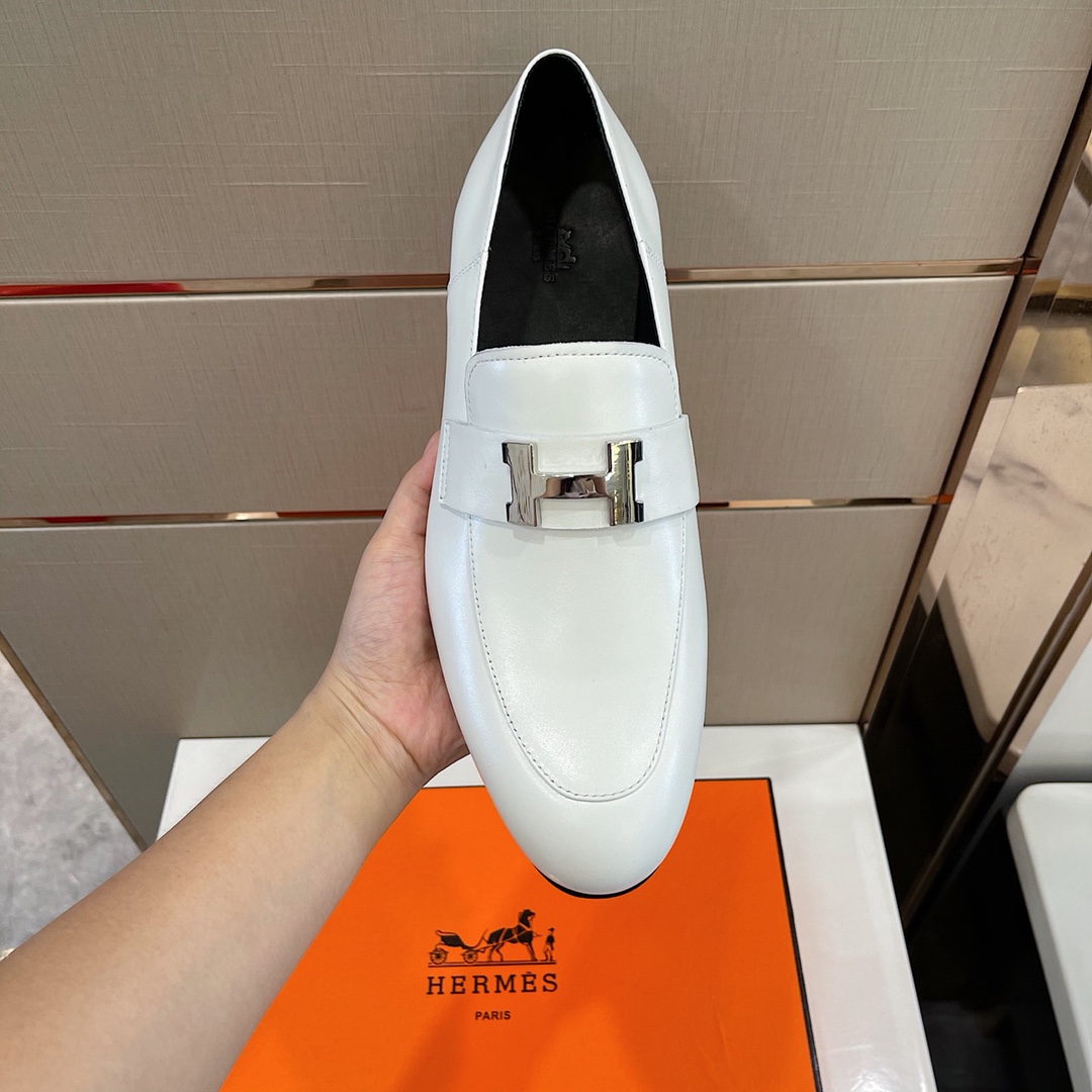 [TOP] HERMES Men's Casual Lefu Shoes - White