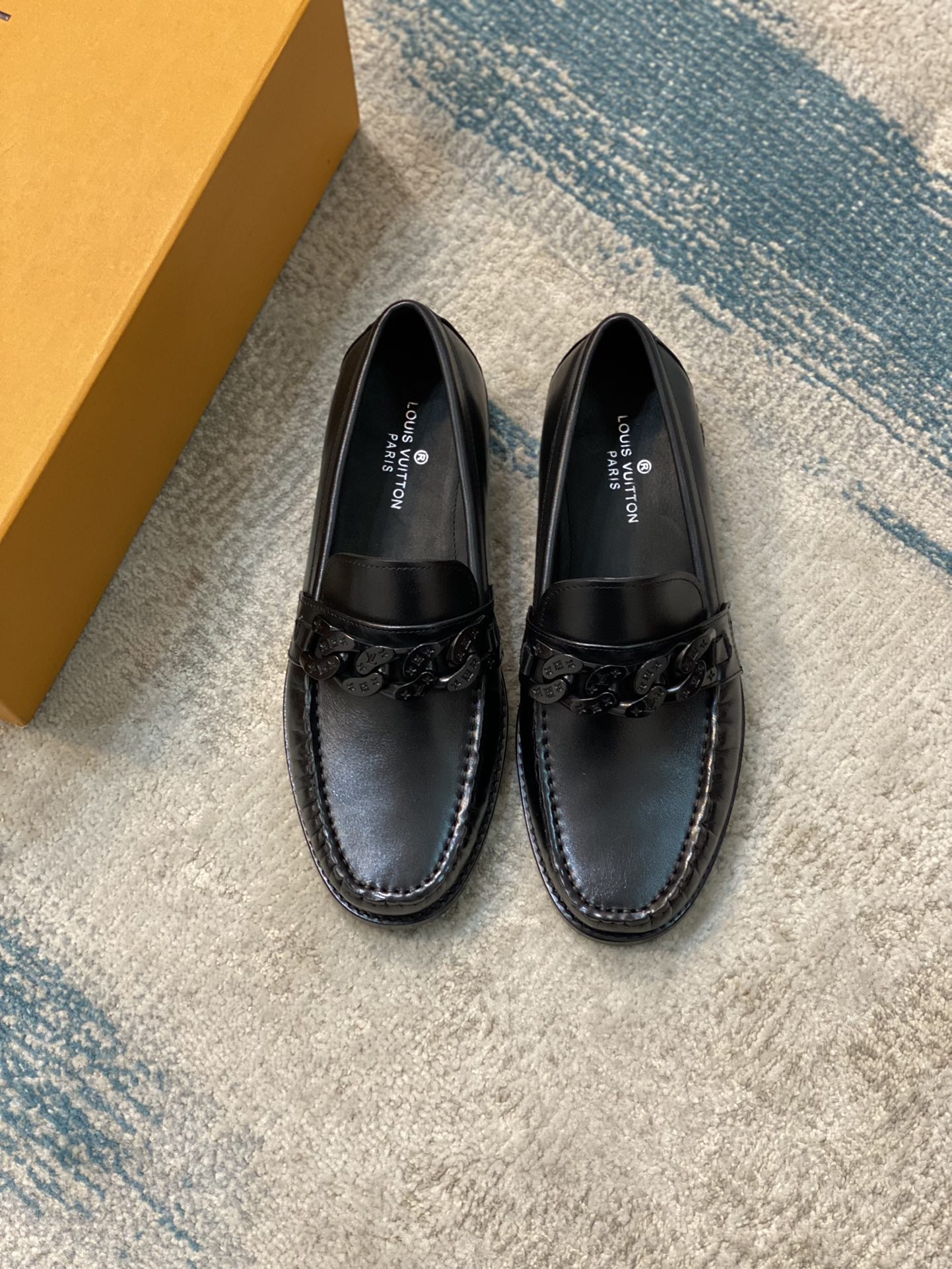 [TOP]Louis Vuitton LV Cowhide And Handmade Lefu Shoes - Black