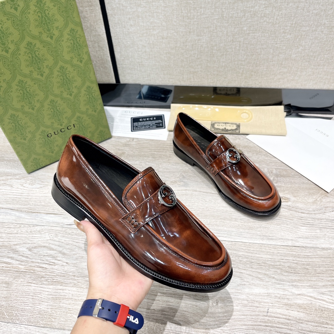 [TOP] GUCCI Men's Cowhide Loafers