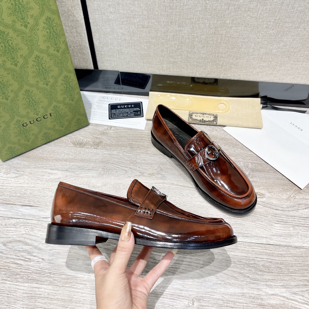 [TOP] GUCCI Men's Cowhide Loafers