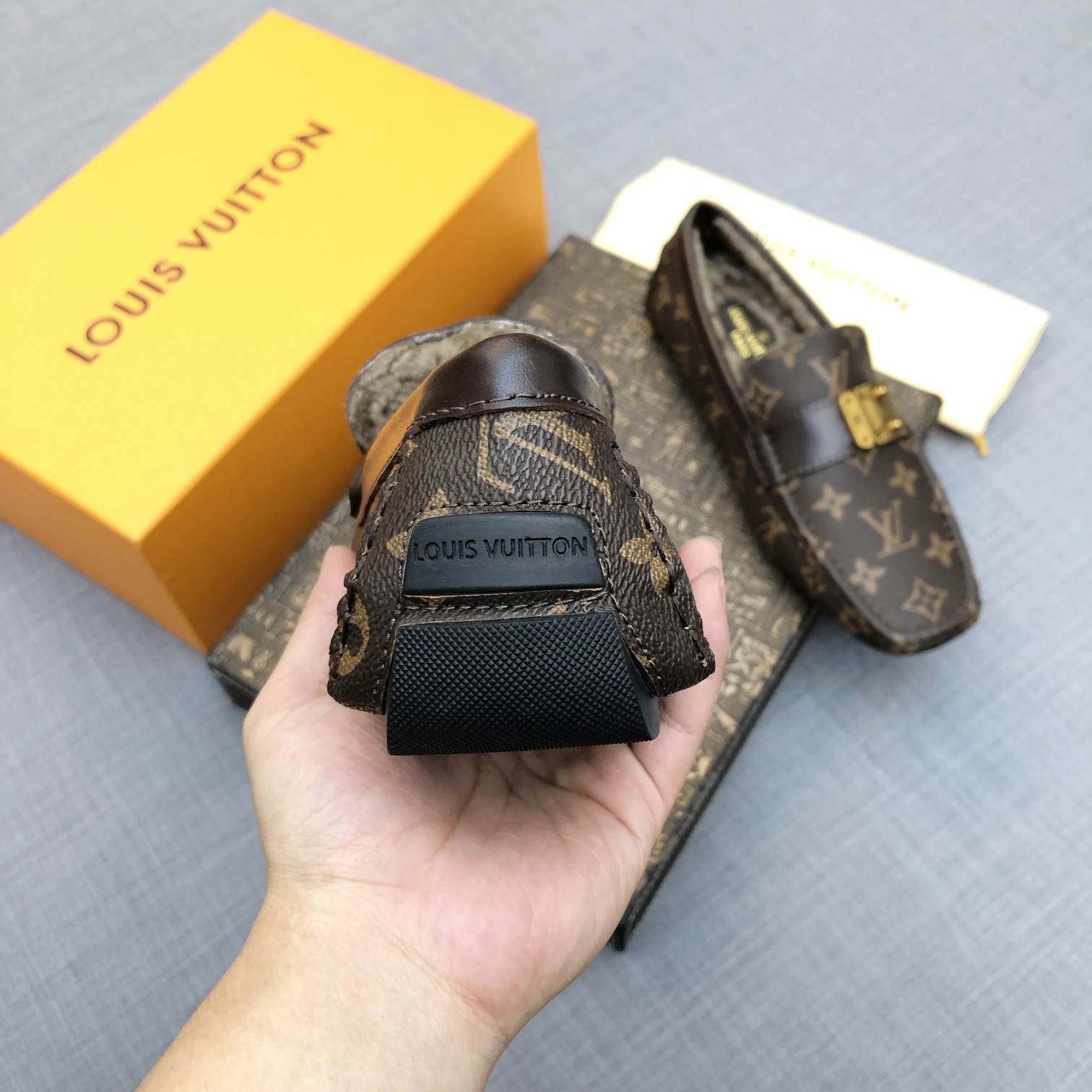 [TOP]Louis Vuitton LV Autumn And Winter Men's Flat Shoes - Brown
