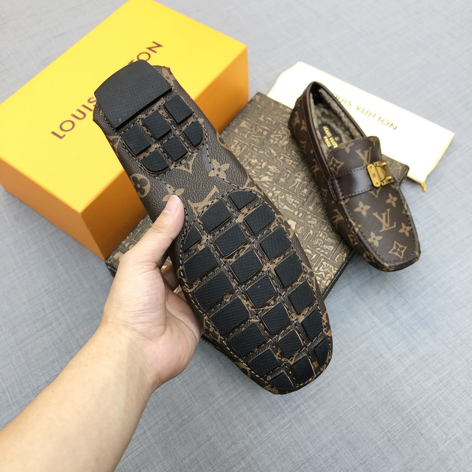 [TOP]Louis Vuitton LV Autumn And Winter Men's Flat Shoes - Brown
