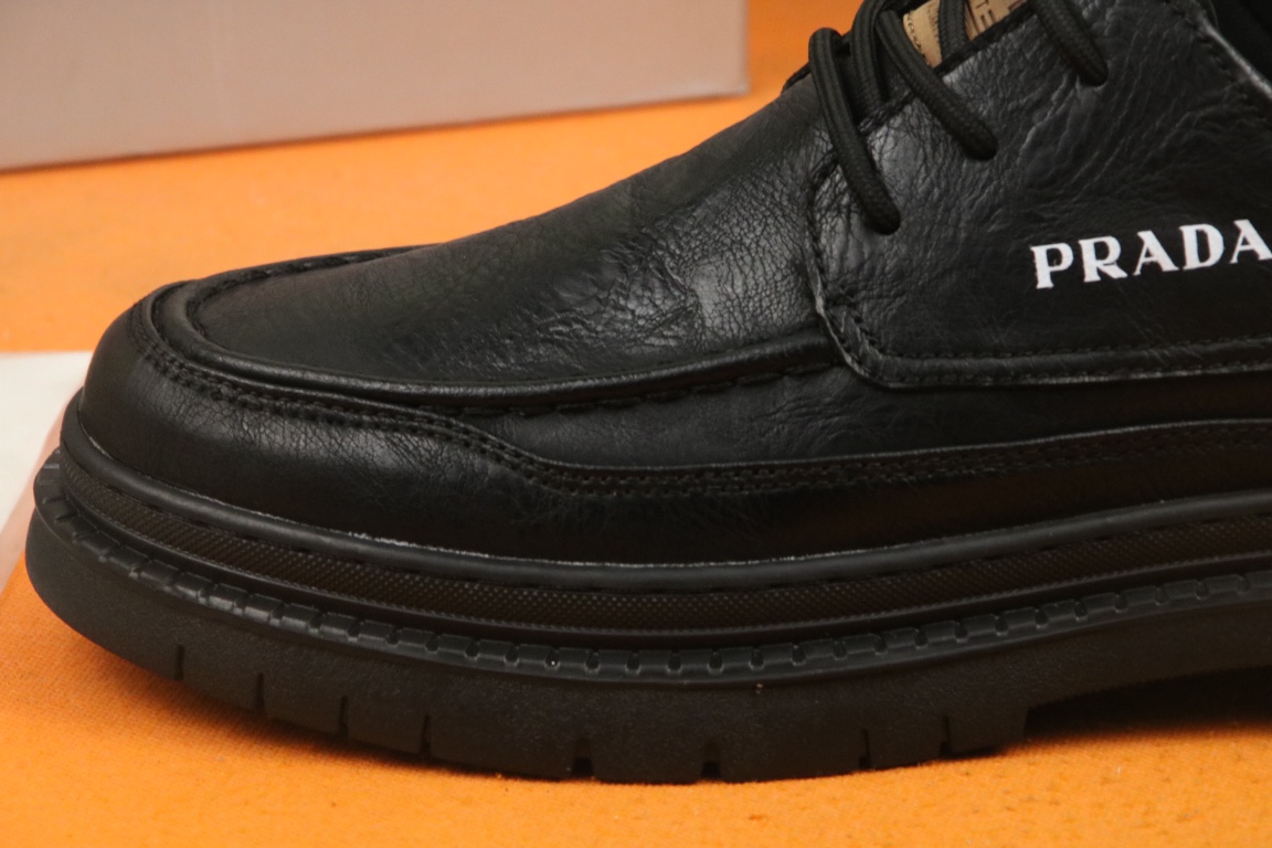 [TOP] PRADA New Casual Leather Shoes - Black