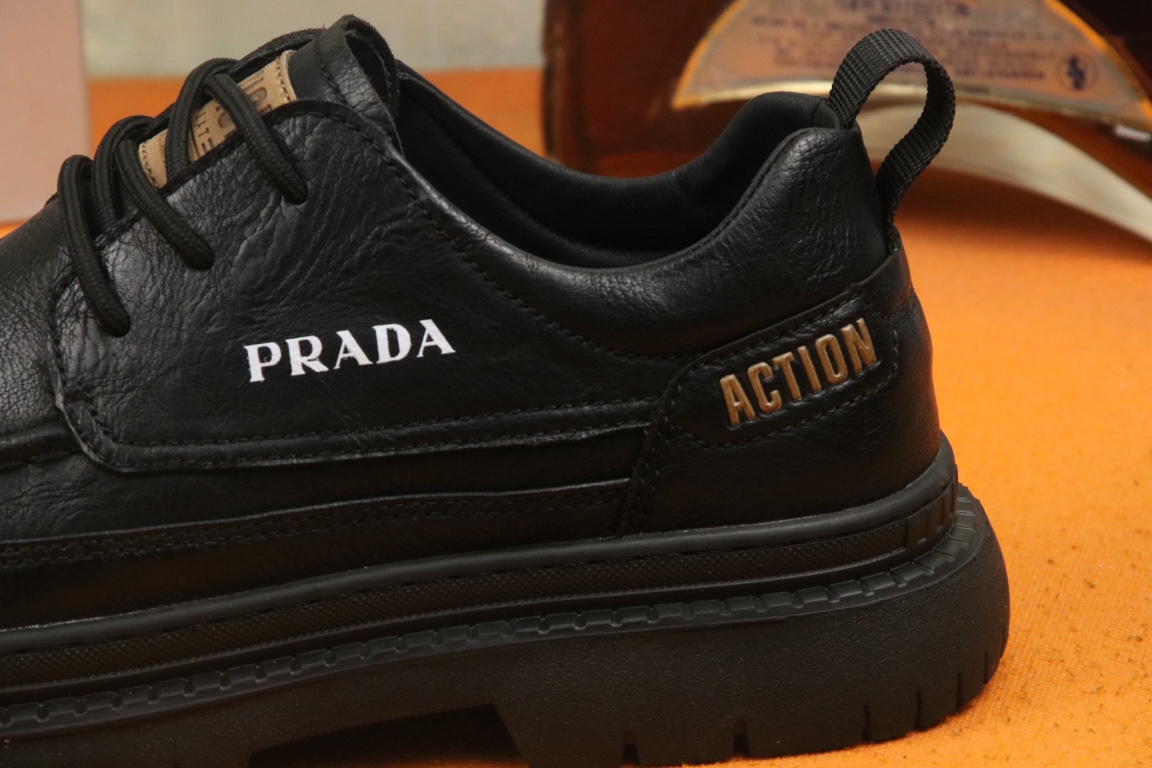 [TOP] PRADA New Casual Leather Shoes - Black