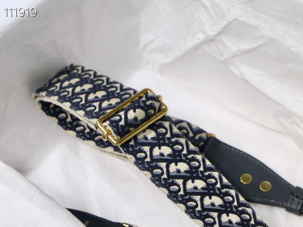 [TOP] Christian Dior Roman Shoulder Strap Oblique Embroidery And Dark Blue Calfskin
