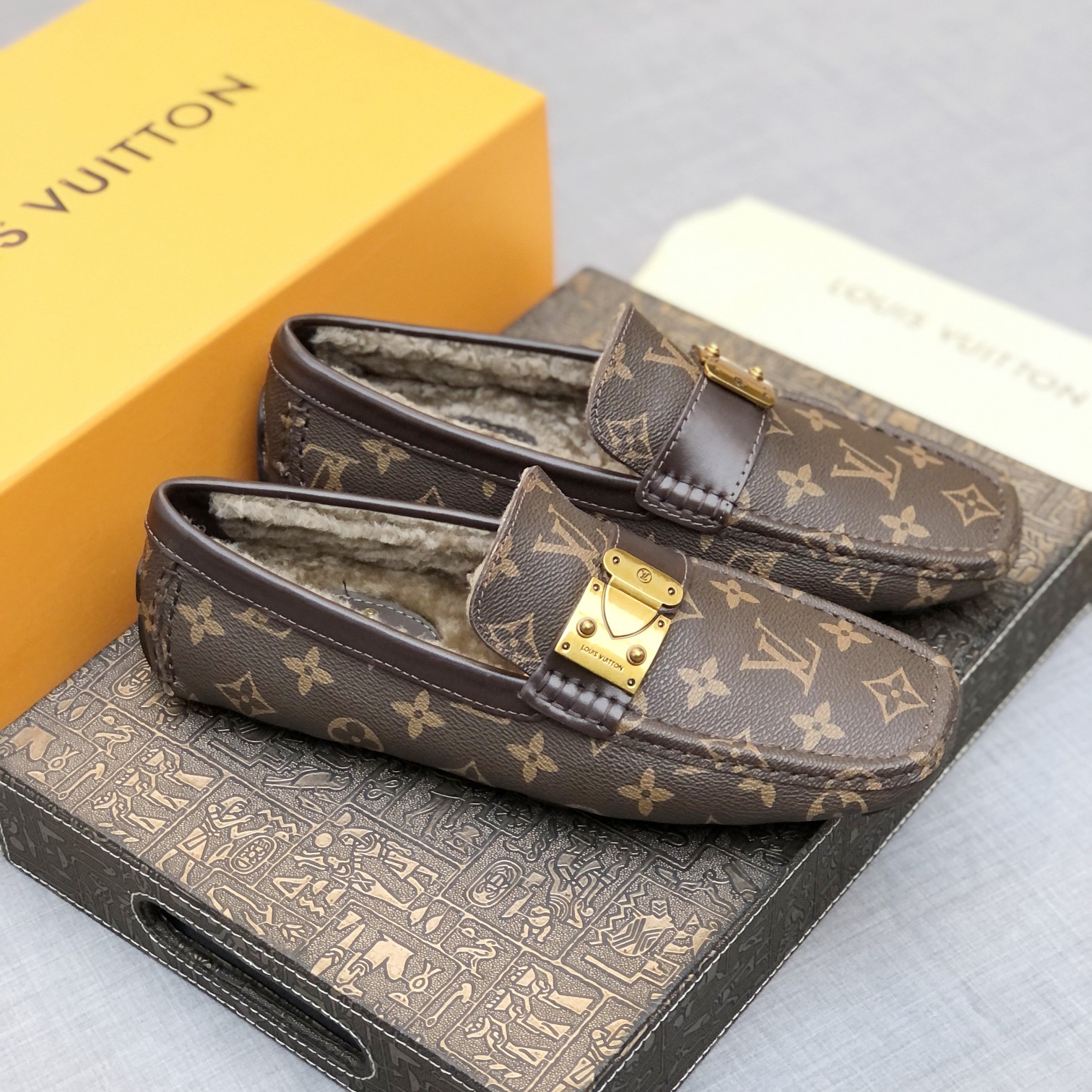 [TOP]Louis Vuitton LV Autumn And Winter Men's Flat Shoes - Brown