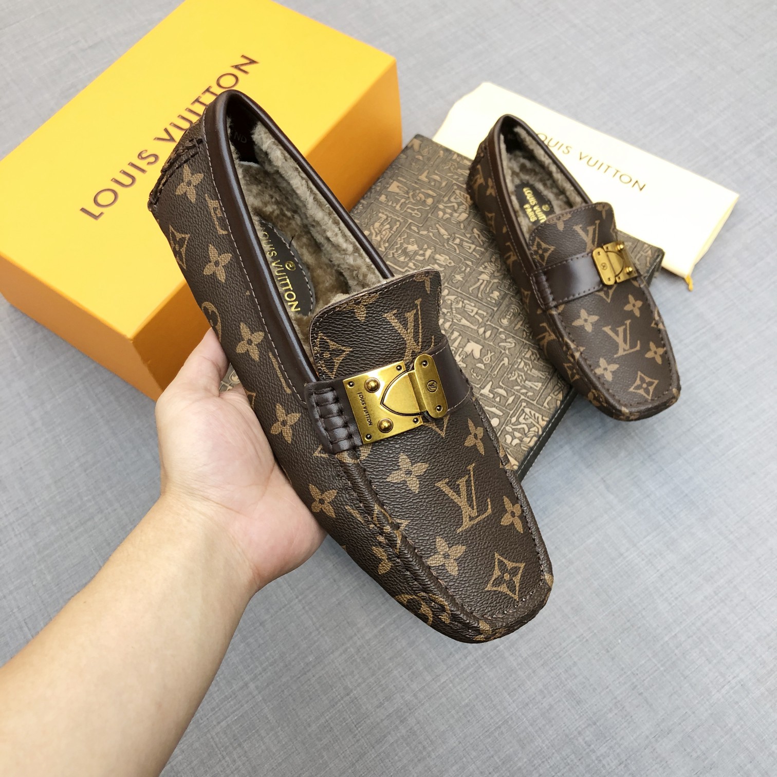 [TOP]Louis Vuitton LV Autumn And Winter Men's Flat Shoes - Brown