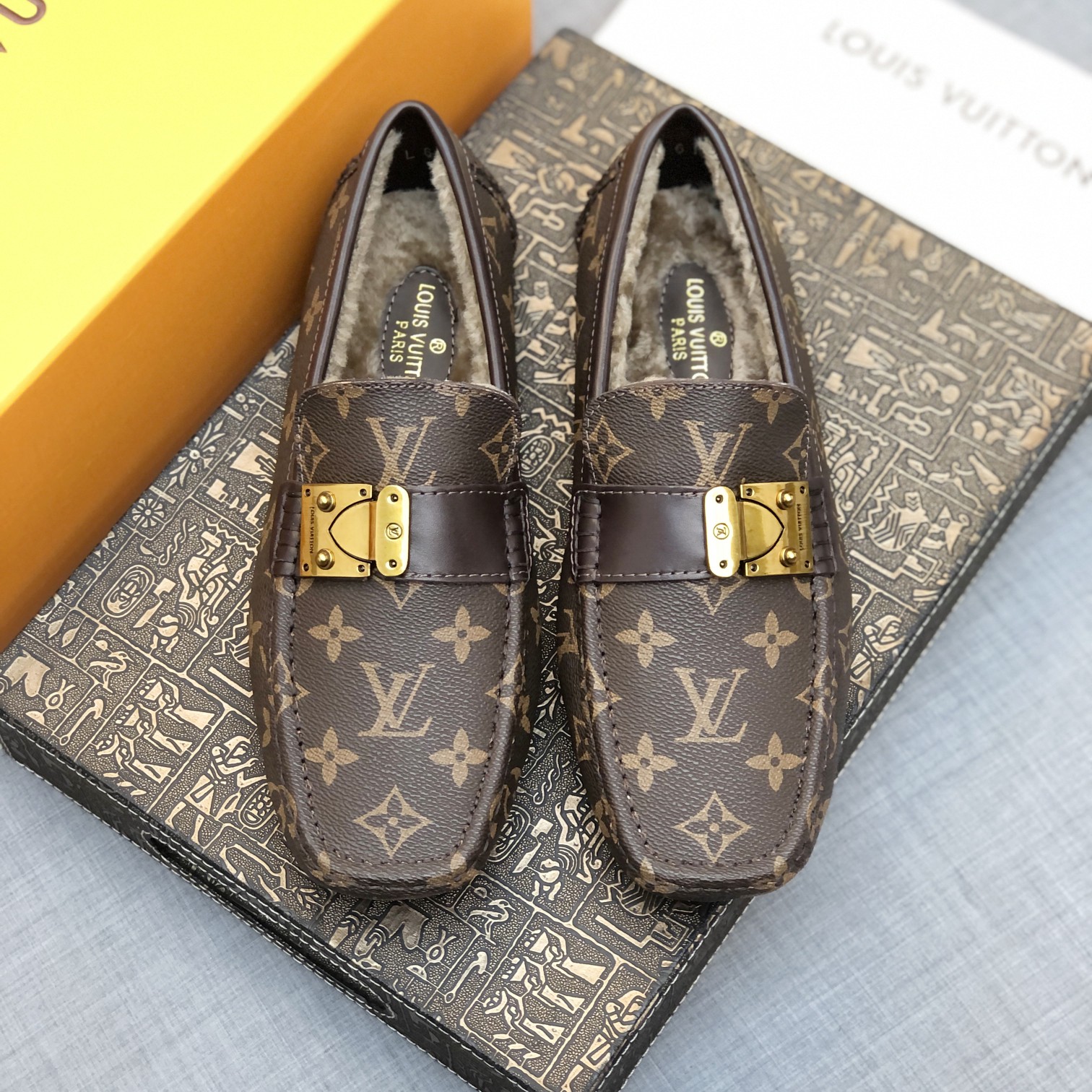 [TOP]Louis Vuitton LV Autumn And Winter Men's Flat Shoes - Brown