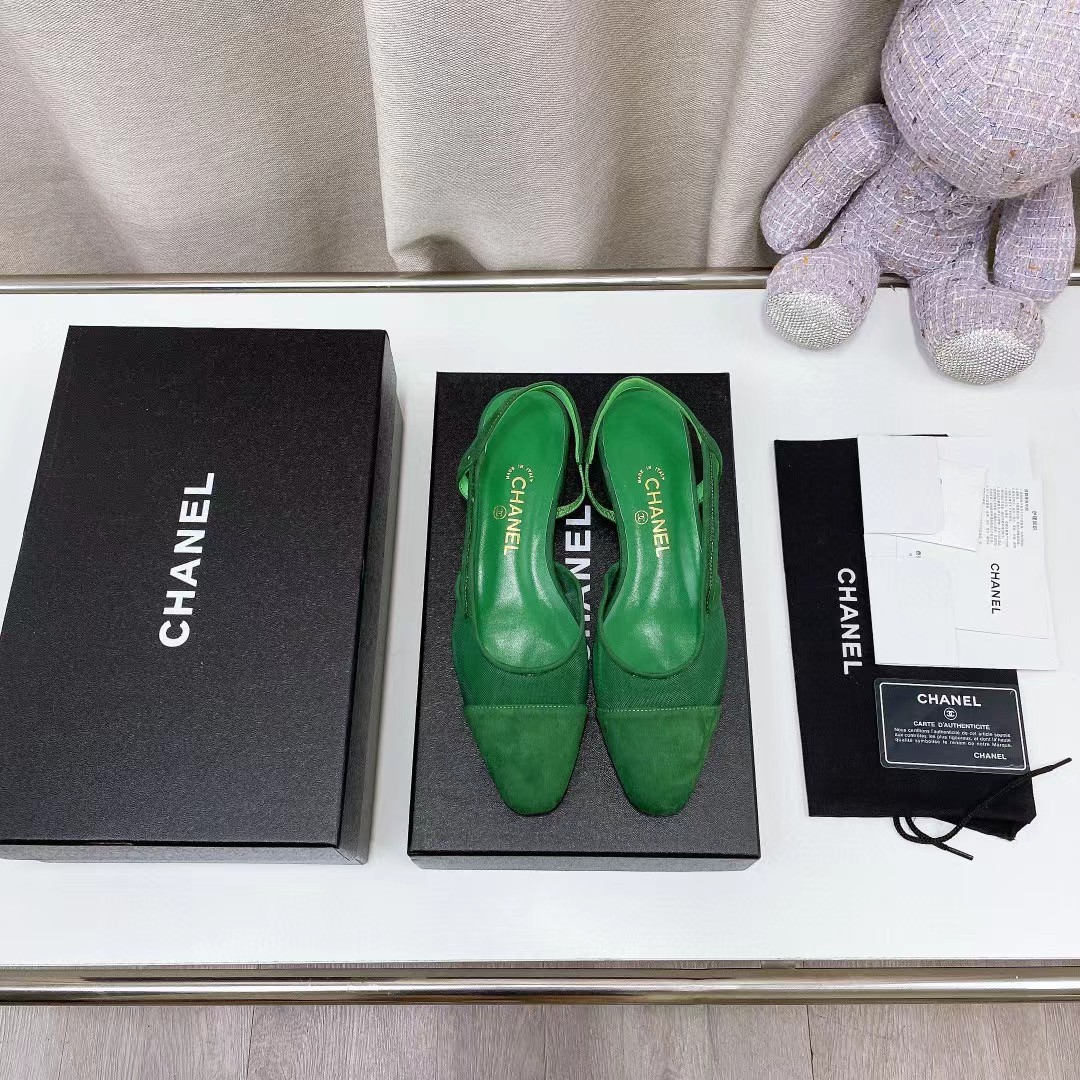 [TOP] CHANEL Leather Mules Shoes - Green